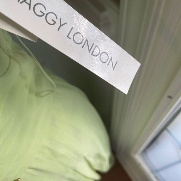 NWT Maggy London 100% Silk Light Green Halter Backless Dress Size 12 - Picture 6 of 9